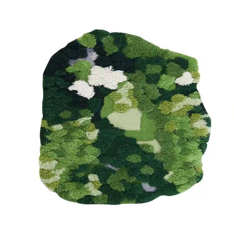 Round Moss Forest Living Room Bedroom Bed Wool Carpet - Prime Warehouse