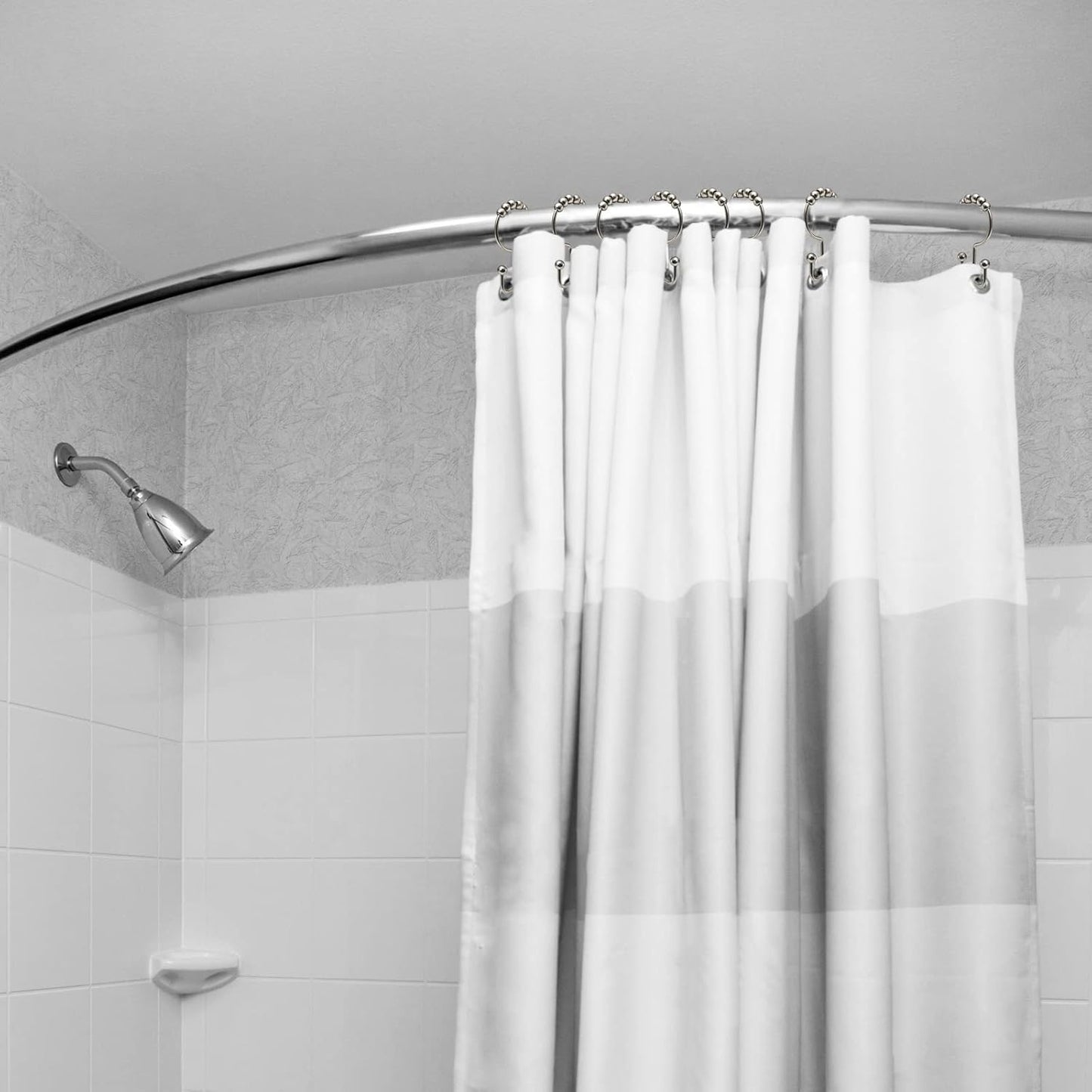 Shower Curtain Rings, Shower Curtain Hooks, Rust-Resistant Metal Shower Hooks for Curtain, Double Glide Shower Curtain Hooks for Bathroom Shower Curtain & Shower Liner, Set of 12, Matte Nickel…