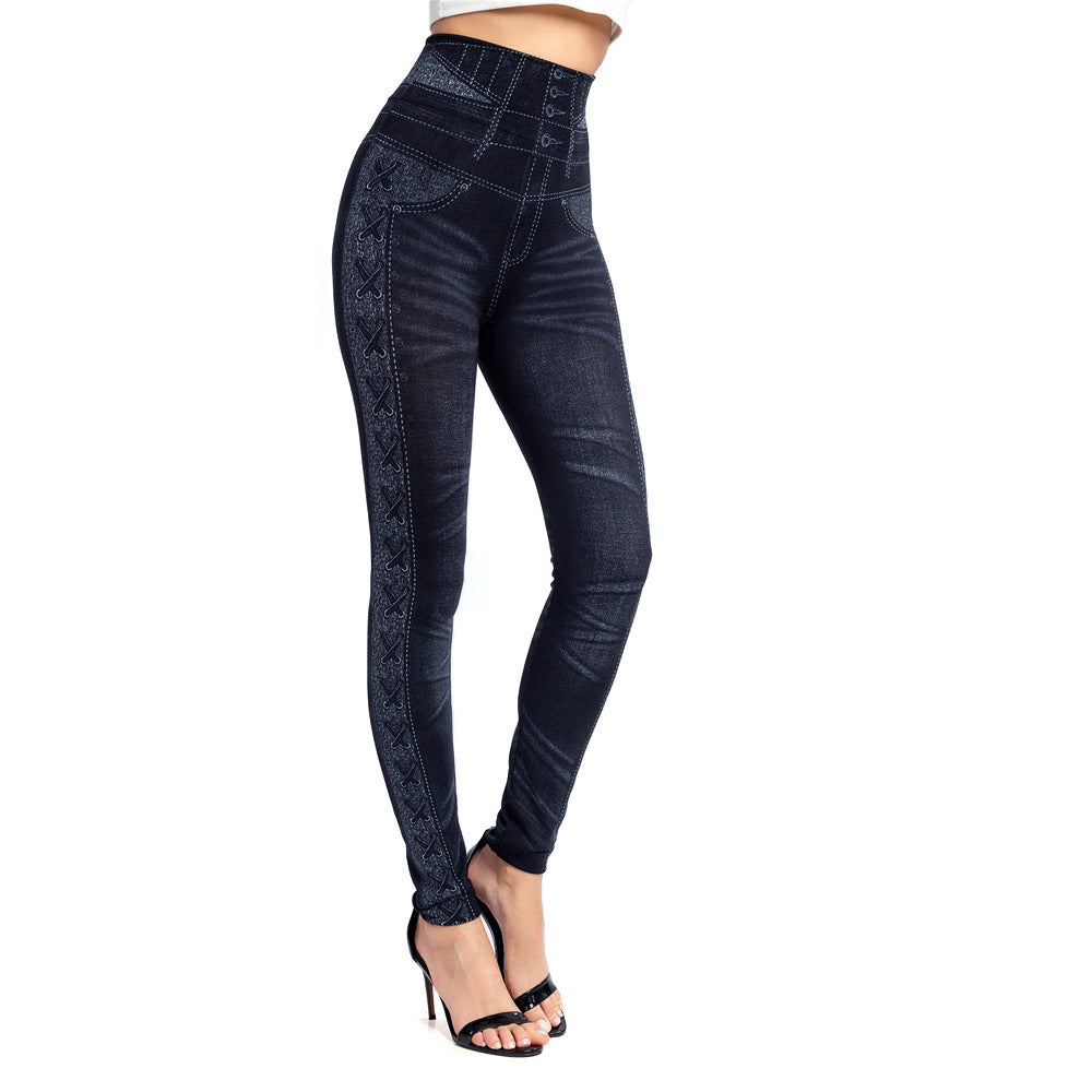 Imitation denim leggings - Prime Warehouse