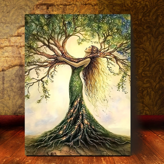 Tree Of Life Art Print, Wooden Framed Nature-Inspired Wall Decor For Living Room, Bedroom, Office, Cafe