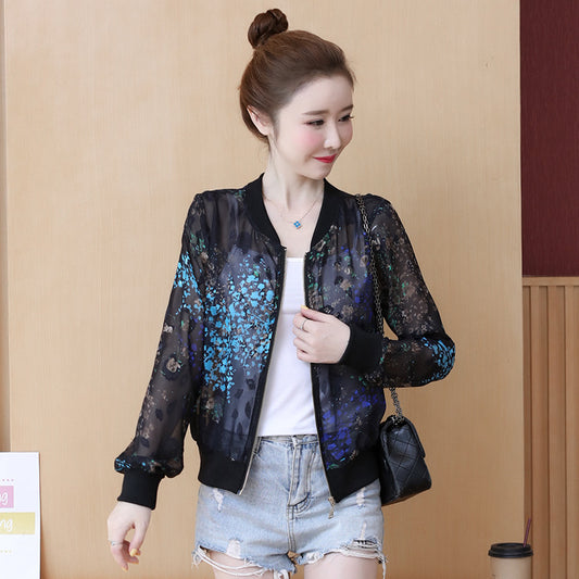 Chiffon long sleeve loose jacket