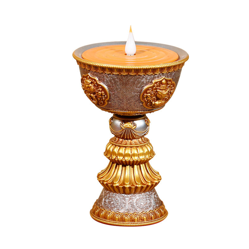 Electronic butter lamp lamp holder, lamp in front of Buddha, LED lamp, Buddha lamp, eight auspicious charging butter lamp, household - Prime Warehouse
