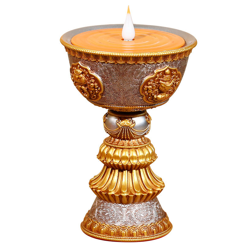 Electronic butter lamp lamp holder, lamp in front of Buddha, LED lamp, Buddha lamp, eight auspicious charging butter lamp, household - Prime Warehouse