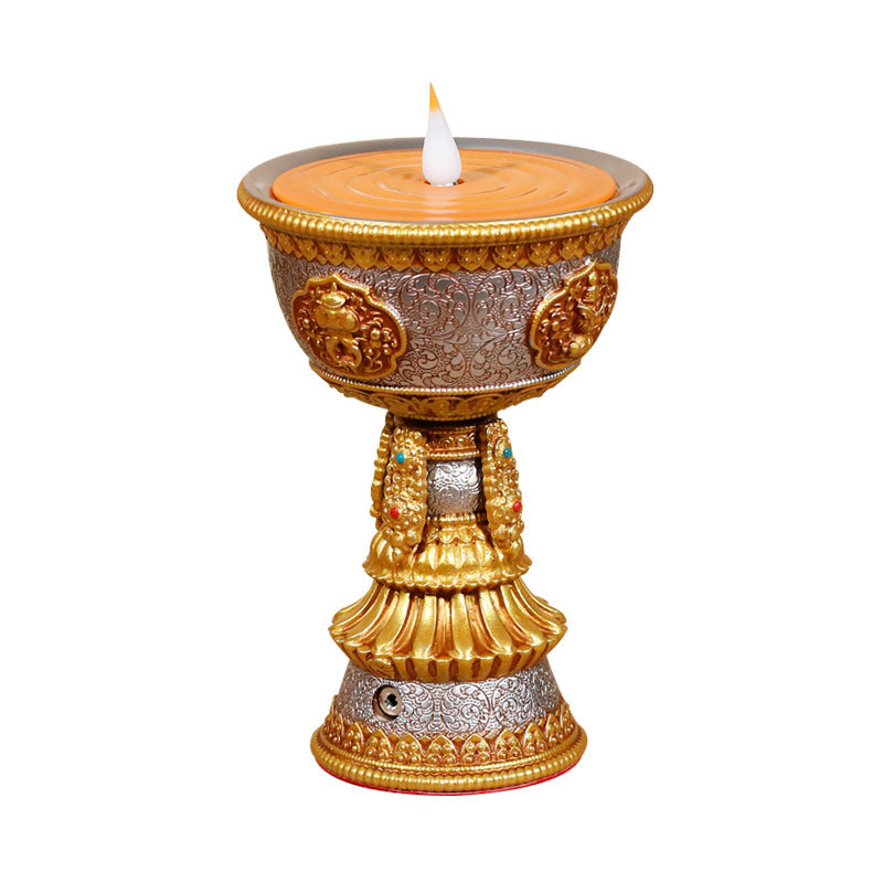 Electronic butter lamp lamp holder, lamp in front of Buddha, LED lamp, Buddha lamp, eight auspicious charging butter lamp, household - Prime Warehouse