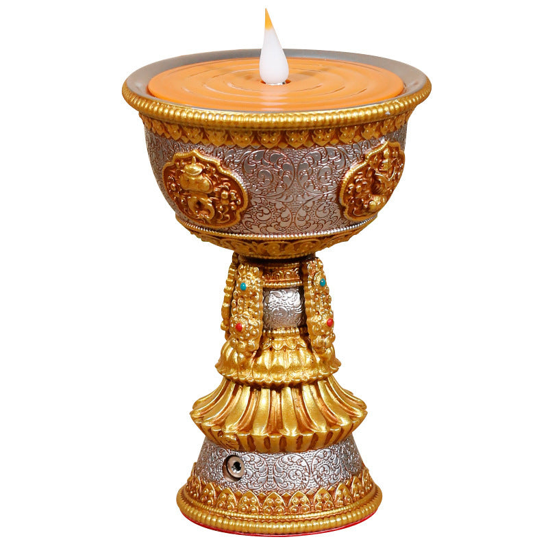Electronic butter lamp lamp holder, lamp in front of Buddha, LED lamp, Buddha lamp, eight auspicious charging butter lamp, household - Prime Warehouse