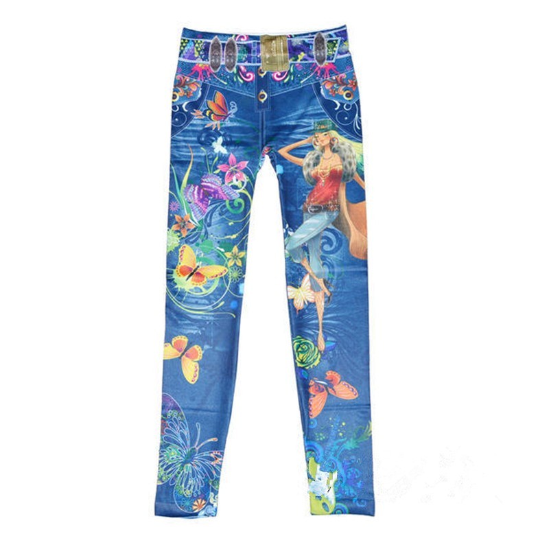 Denim Printed Leggings - Prime Warehouse