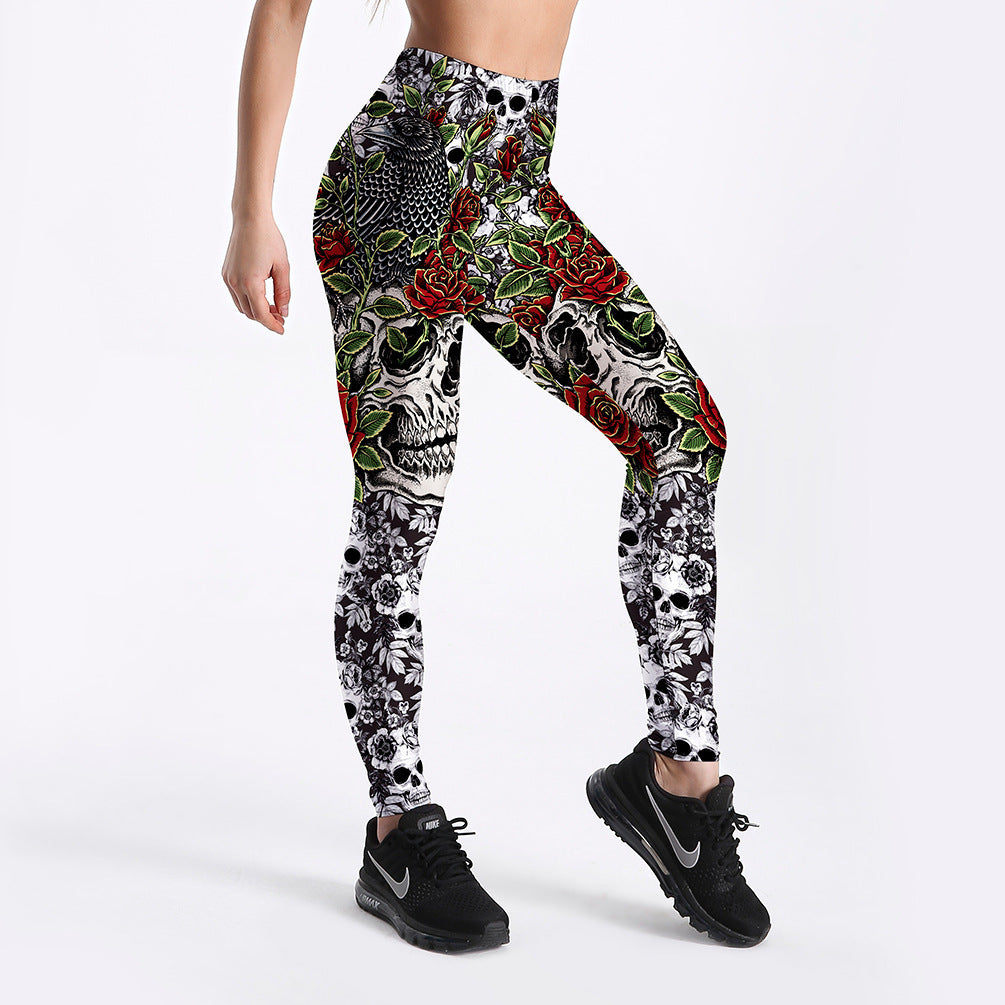 RosesSkulls YogaWorkout Leggings - Prime Warehouse