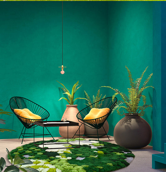 Round Moss Forest Living Room Bedroom Bed Wool Carpet - Prime Warehouse