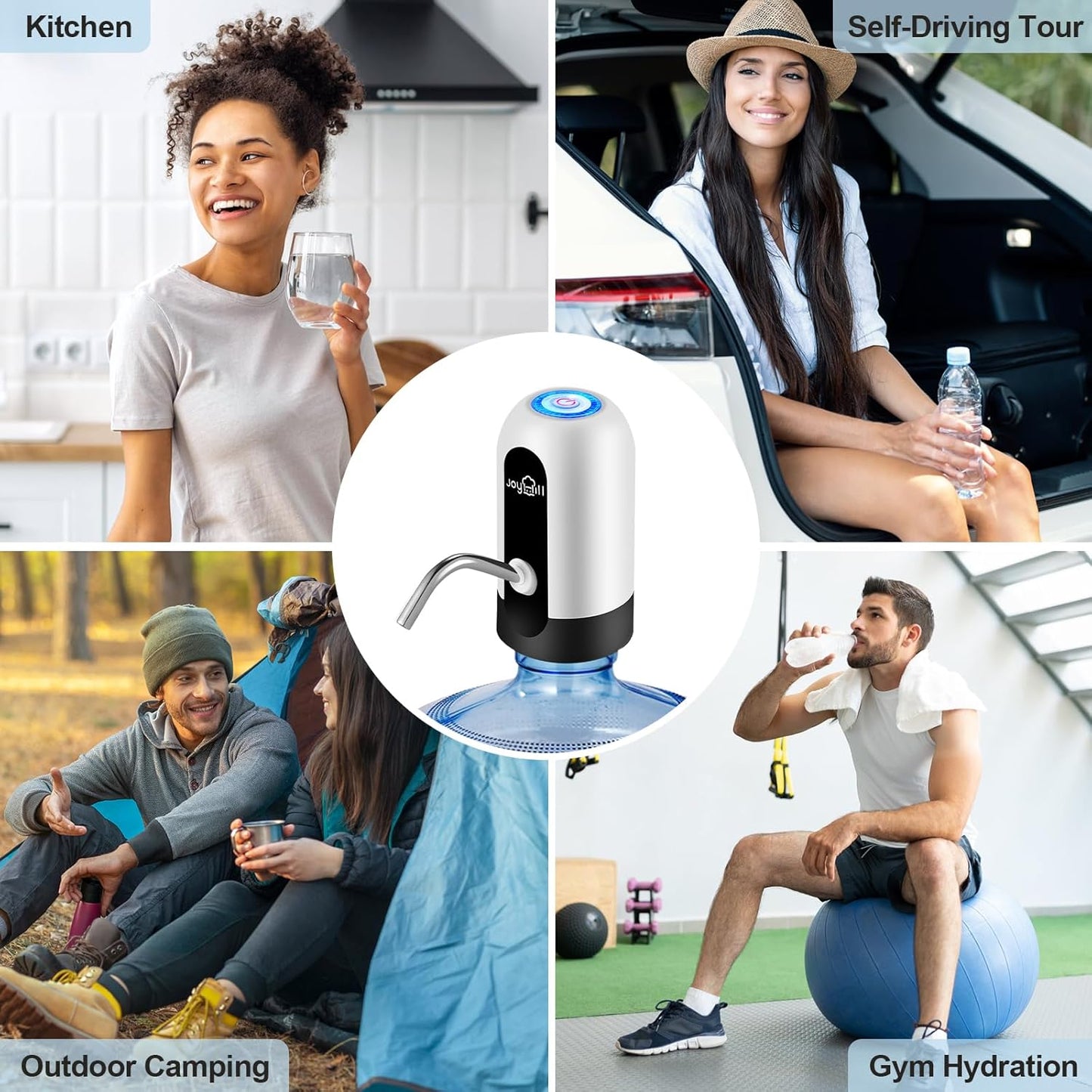 5 Gallon Water Bottle Dispenser, USB Charging Water Bottle Pump, Portable Water Dispenser Pump for Camping（Black）