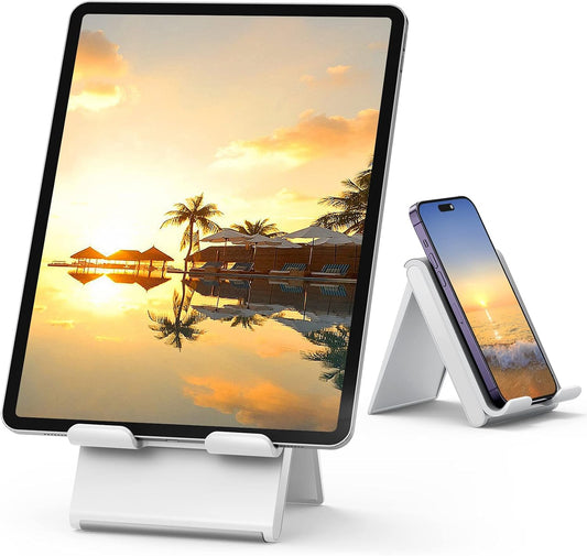 Adjustable Tablet Stand Holder Portable Foldable Desktop Stand Dock Compatible for Ipad, Iphone, Nintendo Switch, Samsung Galaxy and Kindle Fire Tablets – Gray