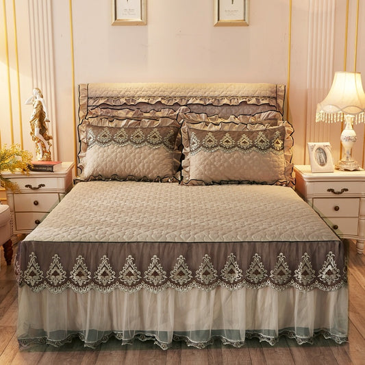 Royal Quilted Lace Bed Skirt Bed Liner