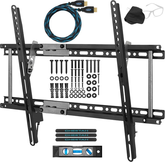 APTMM2B Tilt TV Wall Mount, Fits 32 to 85 Inch Tvs, 165Lbs and VESA 600, Flat/Flush or Tilting, Slim/Thin Low Profile 1.3 In, Wide for up to 24" Studs, Universal Mounting Bracket