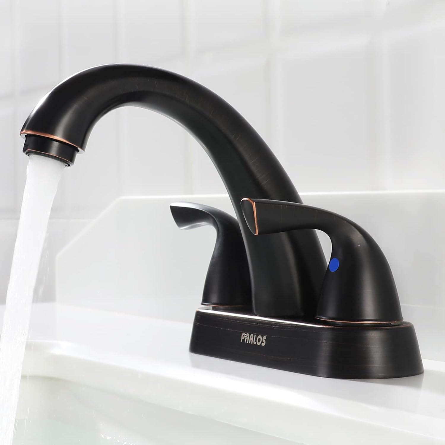 Two-Handle Bathroom Sink Faucet with Metal Drain Assembly and Supply Hose Lead-Free Cupc Mixer Double Handle Tap Deck Mounted Oil Rubbed Bronze, 13597