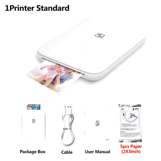 MT53 Portable Color Photo Printer for Mobile Phones - 2x3" Sticky-Backed Paper, Wi-Fi & Bluetooth Connectivity