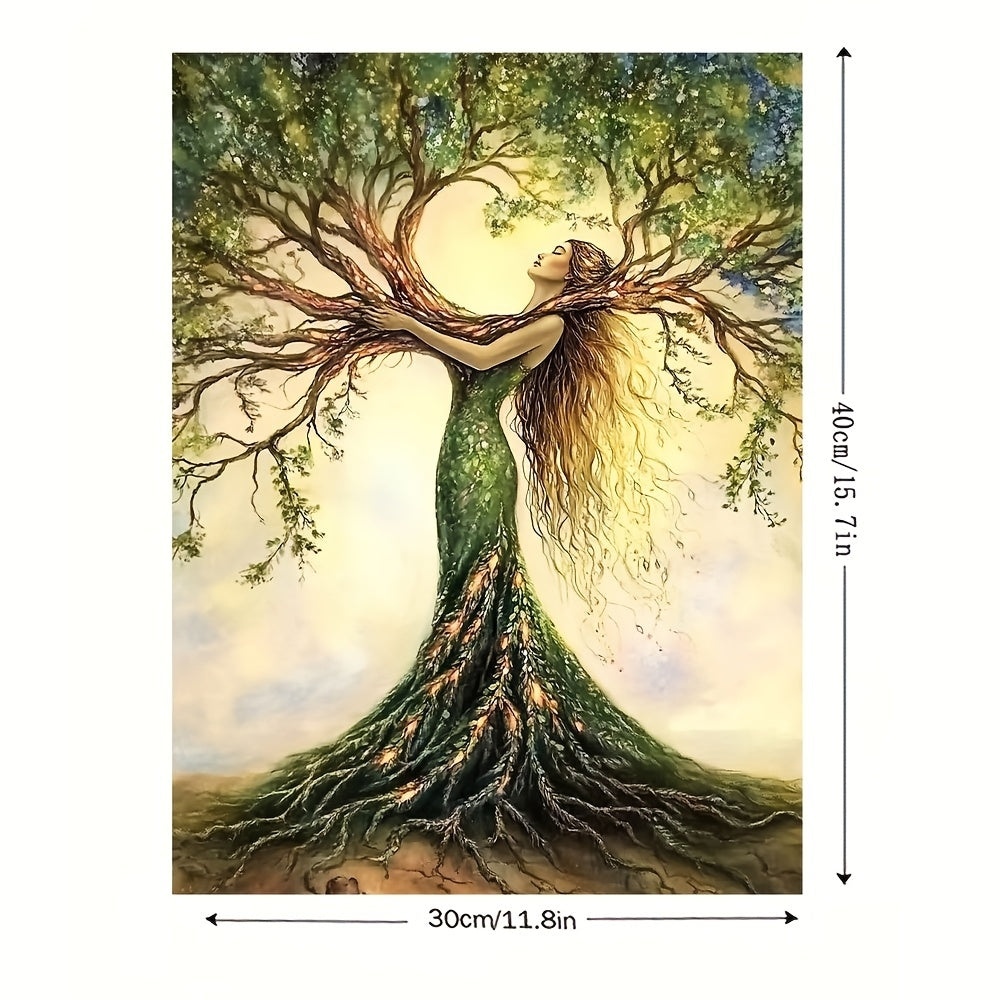 Tree Of Life Art Print, Wooden Framed Nature-Inspired Wall Decor For Living Room, Bedroom, Office, Cafe