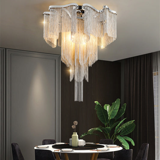 Nordic Light Luxury Tassel Aluminum Chain Living Room Ceiling - Prime Warehouse