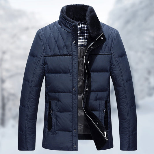 Men's Casual Stylish Fur Collar Down Jacket